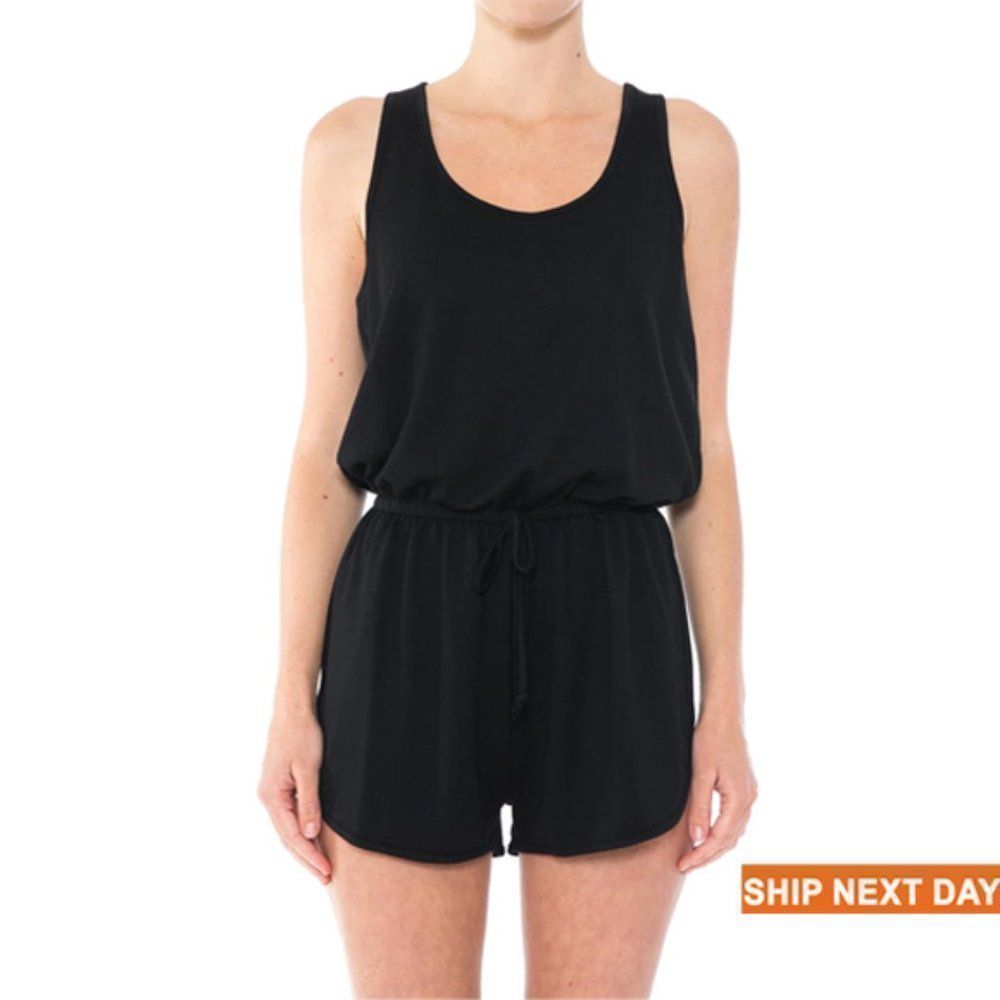 Dolphin Hem French Terry Sleeveless Racerback Romper - Romper - Racerback